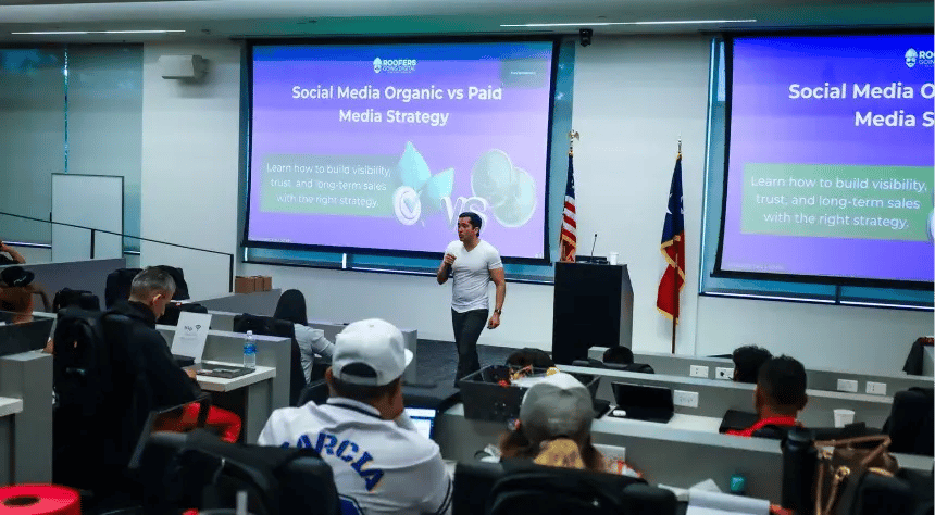 Pancho giving classroom talk. 